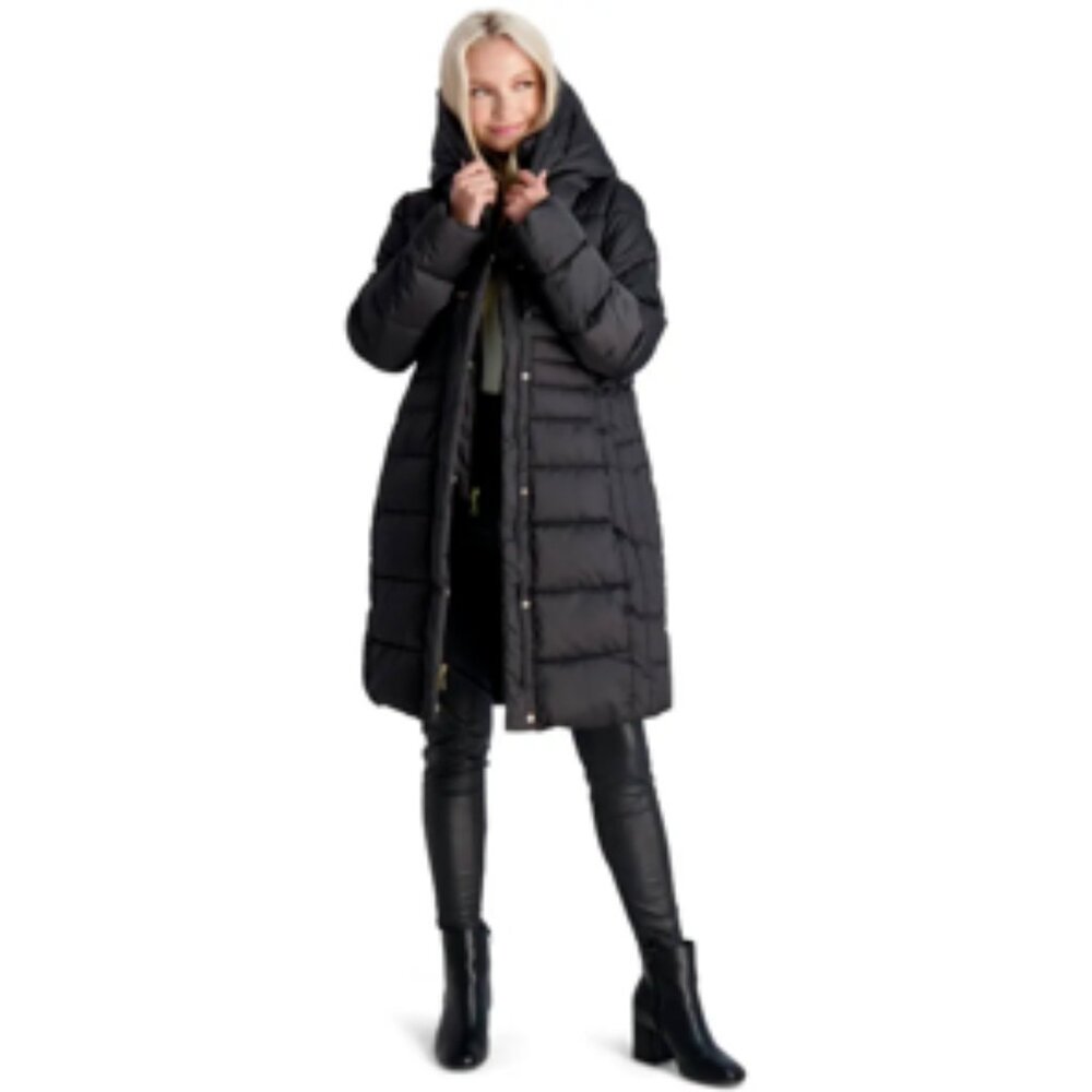 Tahari down puffer coat with hood xs but roomy
